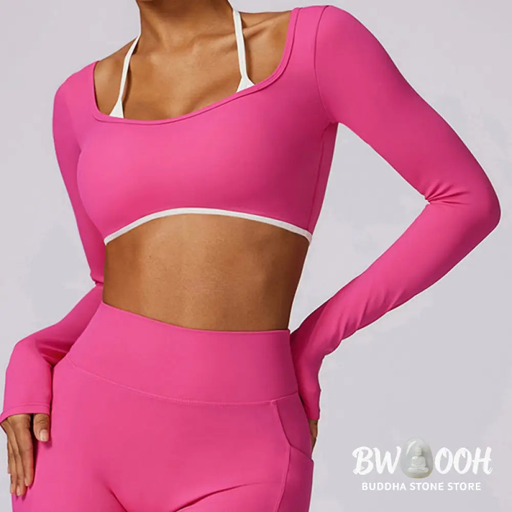 BWOOOH lotus print yoga leggings - Solid Color Halter Neck Bra Long Sleeve 