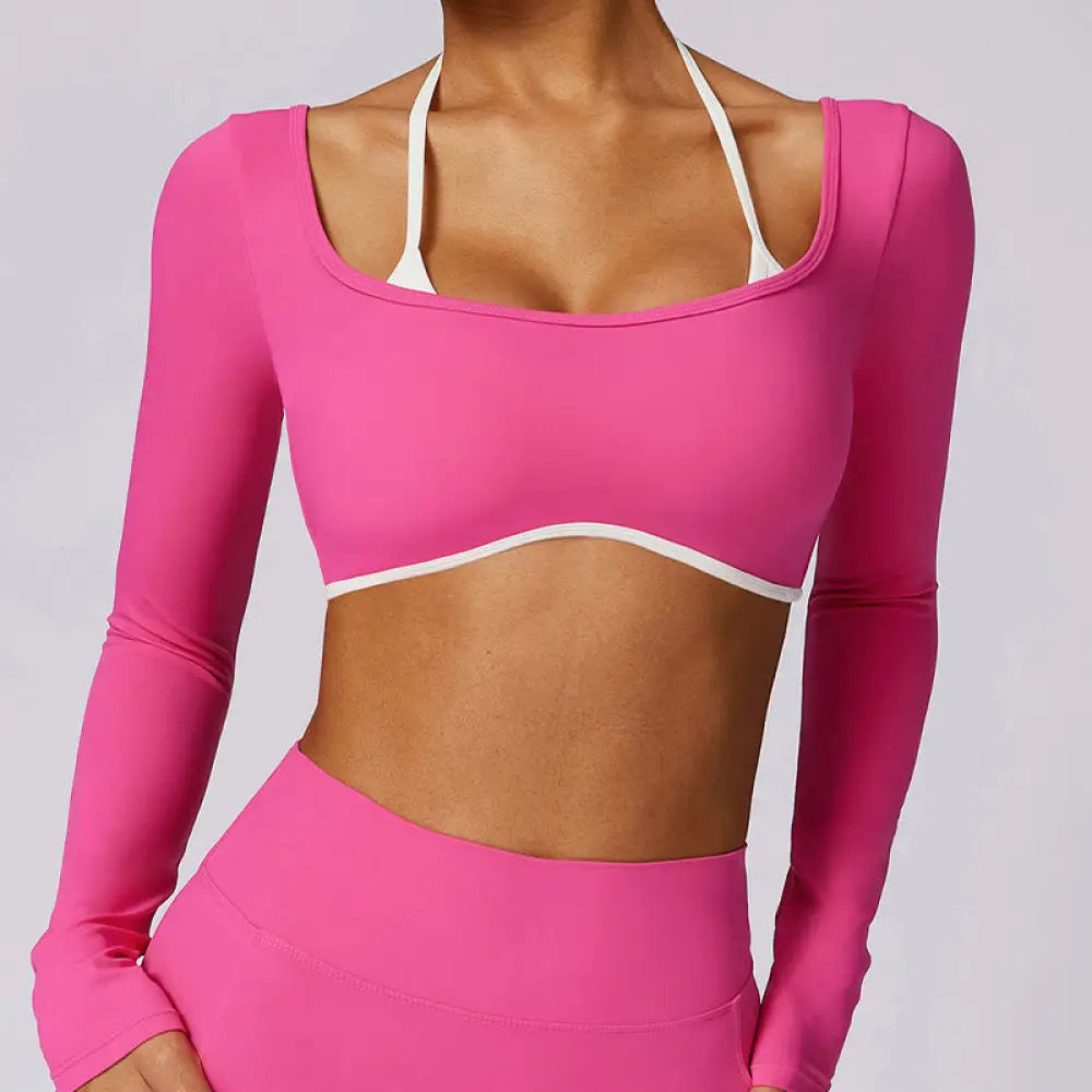 BWOOOH lotus print yoga leggings - Solid Color Halter Neck Bra Long Sleeve 