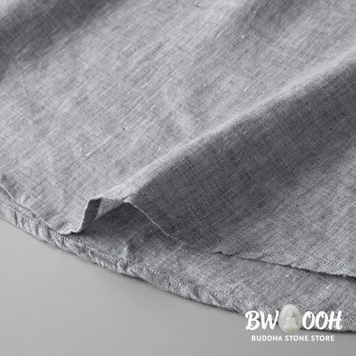 Buddha Stones Solid Color Long Sleeve Button Shirt Linen Men Clothing - Men’s Shirts
