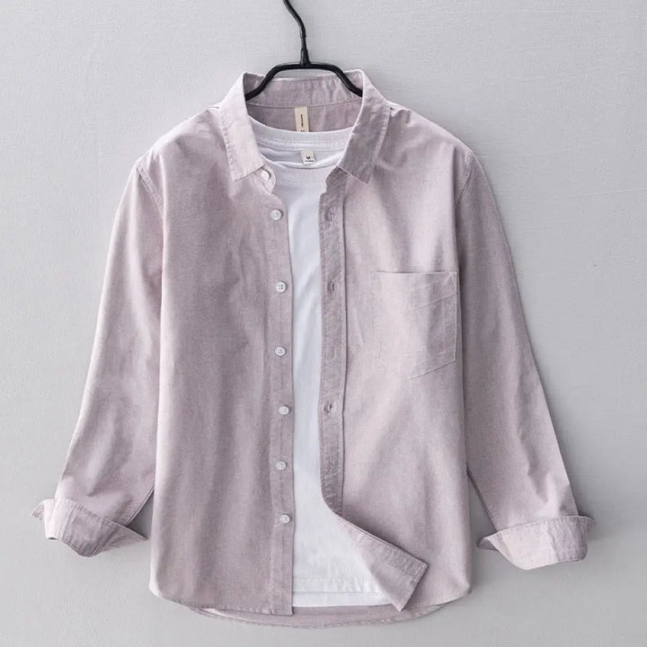 Buddha Stones Solid Color Long Sleeve Buttons Down Design Men Cotton Shirt Clothing - AntiqueWhite / US/UK/AU36，EU46