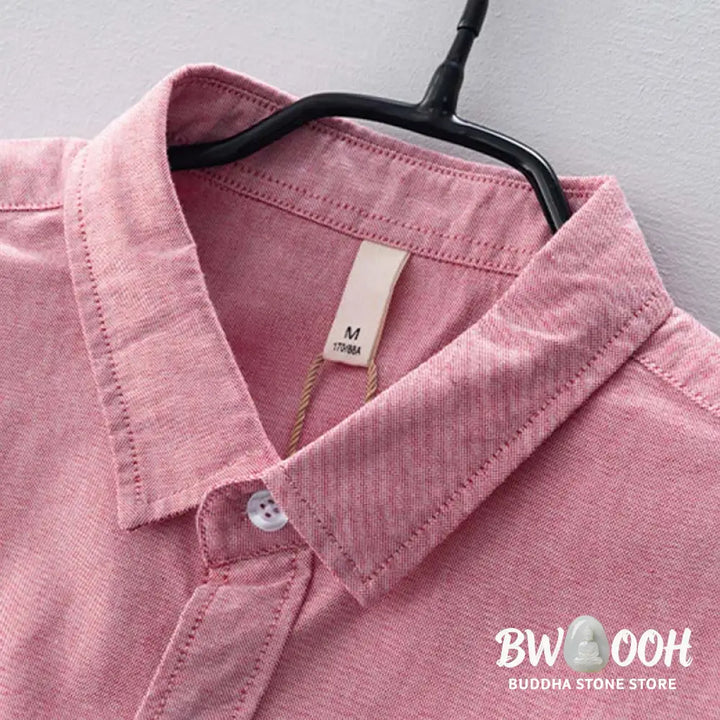 Buddha Stones Solid Color Long Sleeve Buttons Down Design Men Cotton Shirt Clothing - Men’s Shirts