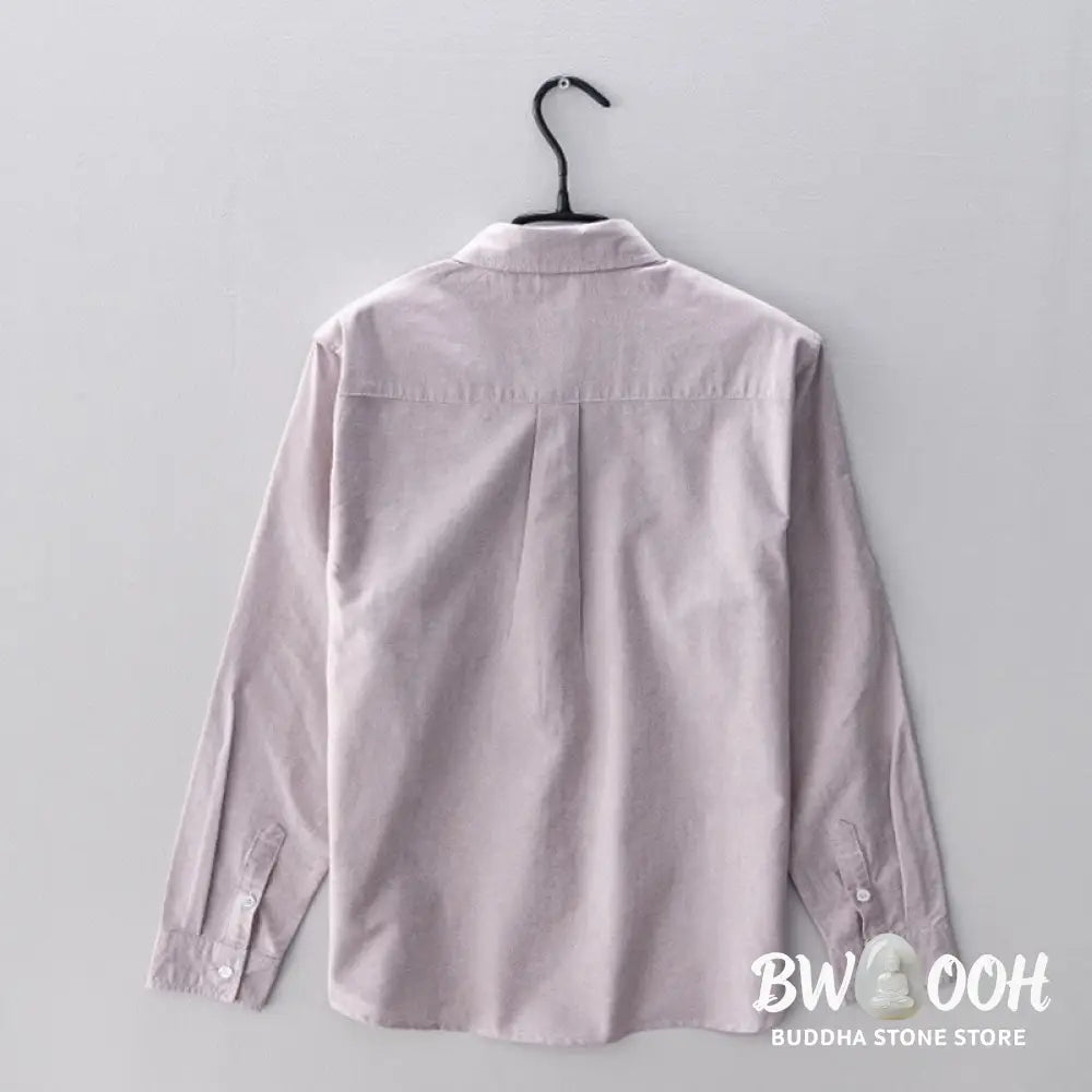 Buddha Stones Solid Color Long Sleeve Buttons Down Design Men Cotton Shirt Clothing - Men’s Shirts