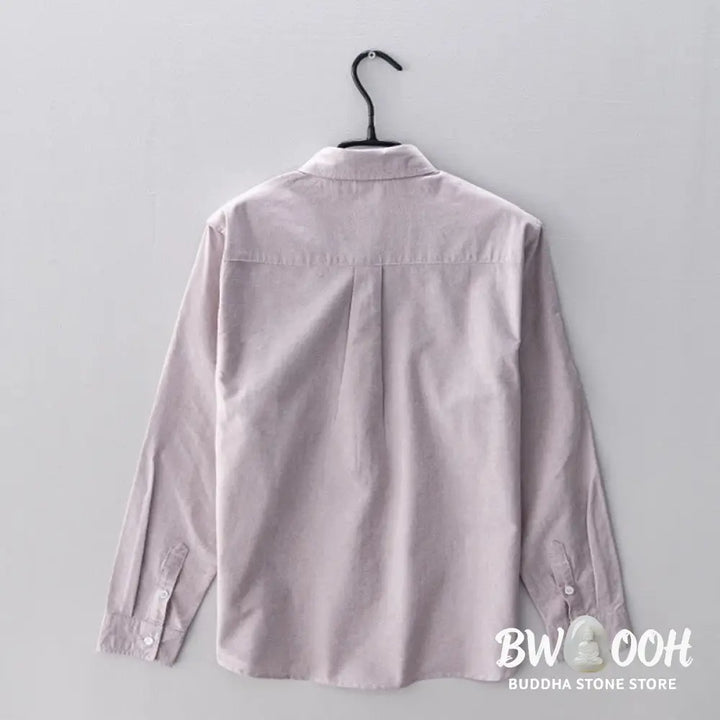 Buddha Stones Solid Color Long Sleeve Buttons Down Design Men Cotton Shirt Clothing - Men’s Shirts