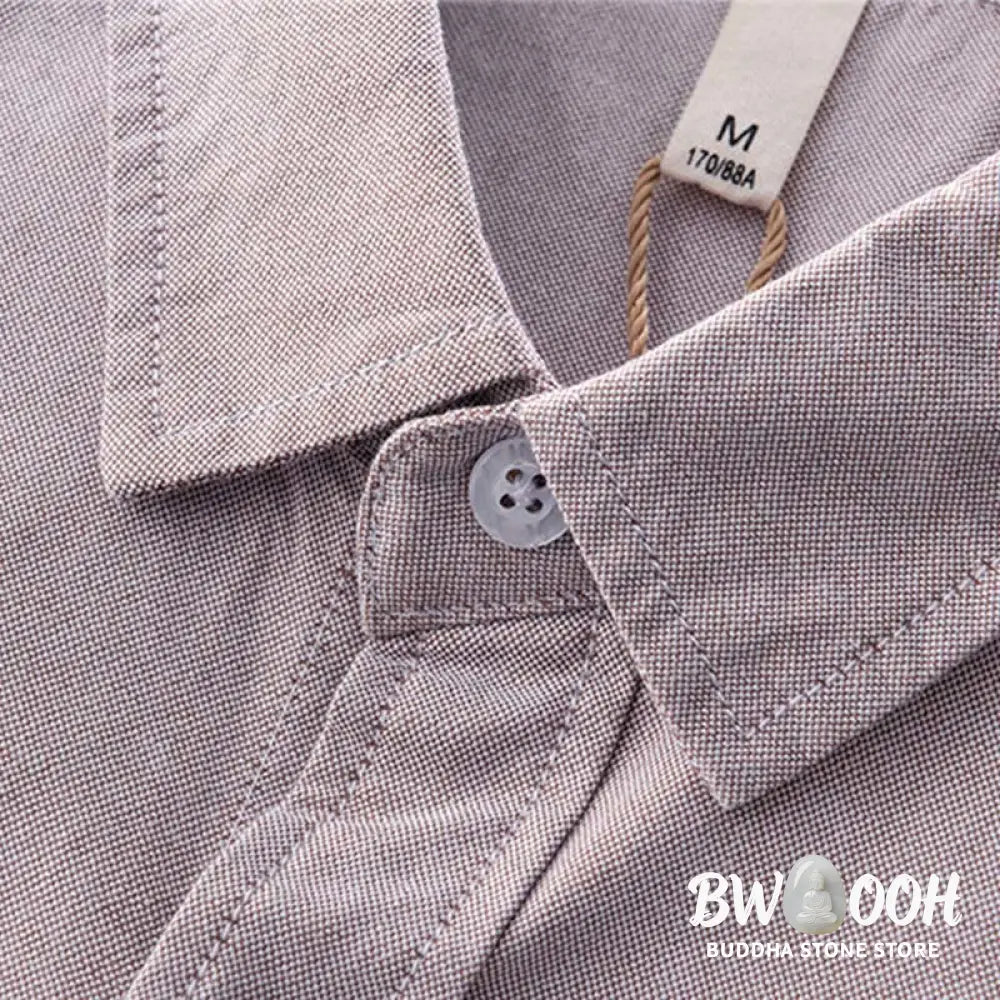 Buddha Stones Solid Color Long Sleeve Buttons Down Design Men Cotton Shirt Clothing - Men’s Shirts