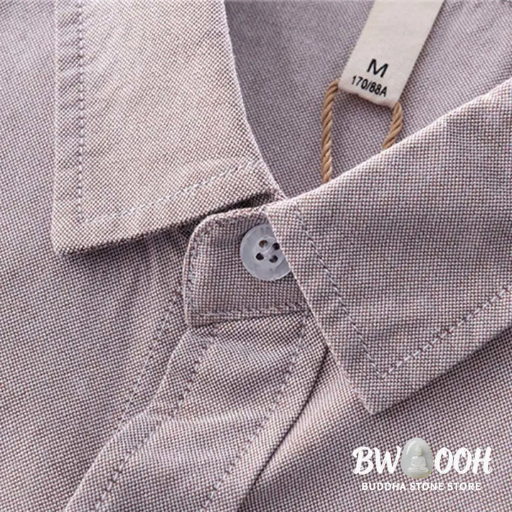 Buddha Stones Solid Color Long Sleeve Buttons Down Design Men Cotton Shirt Clothing - Men’s Shirts