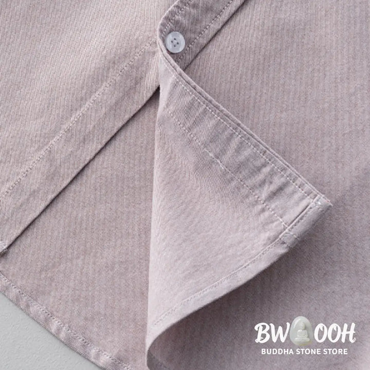 Buddha Stones Solid Color Long Sleeve Buttons Down Design Men Cotton Shirt Clothing - Men’s Shirts