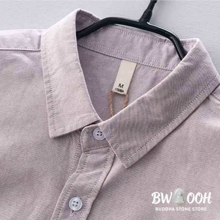 Buddha Stones Solid Color Long Sleeve Buttons Down Design Men Cotton Shirt Clothing - Men’s Shirts