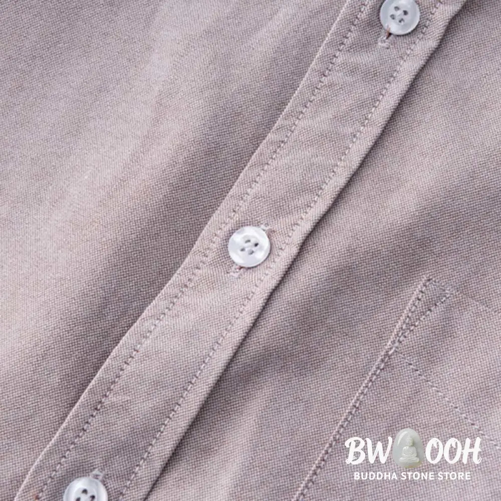 Buddha Stones Solid Color Long Sleeve Buttons Down Design Men Cotton Shirt Clothing - Men’s Shirts
