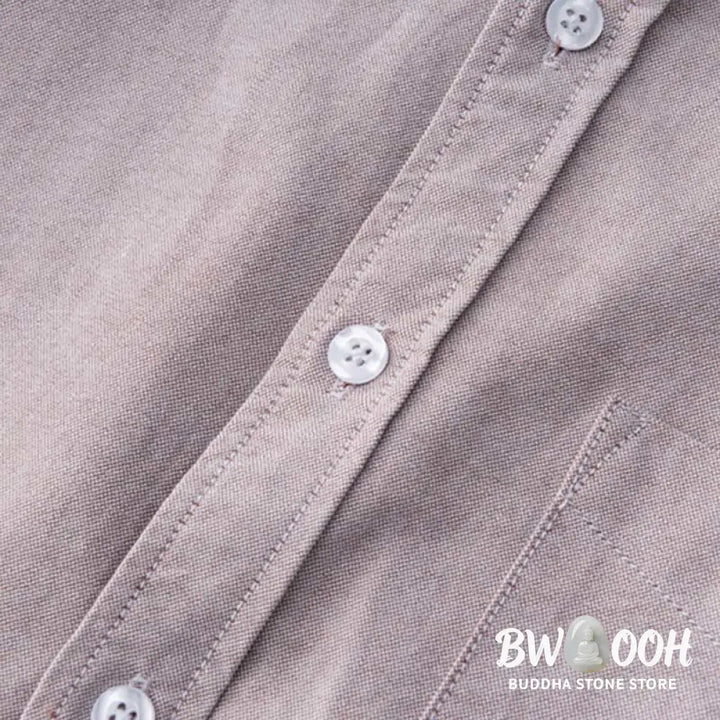 Buddha Stones Solid Color Long Sleeve Buttons Down Design Men Cotton Shirt Clothing - Men’s Shirts