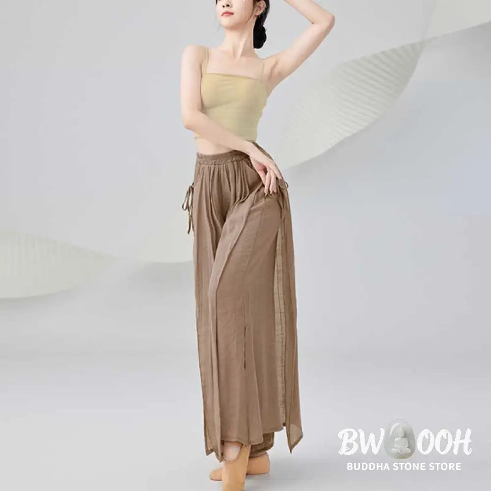 BWOOOH printed wide-leg yoga pants - Solid Color Loose Cotton Linen Wide Leg 