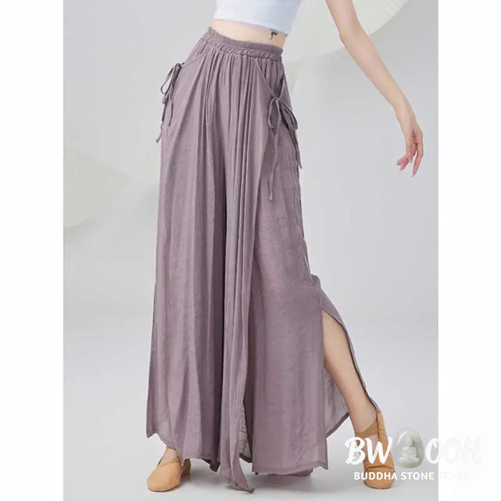 BWOOOH printed wide-leg yoga pants - Solid Color Loose Cotton Linen Wide Leg 