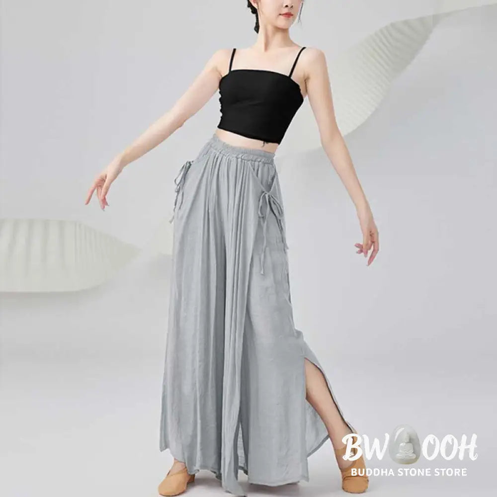 BWOOOH printed wide-leg yoga pants - Solid Color Loose Cotton Linen Wide Leg 