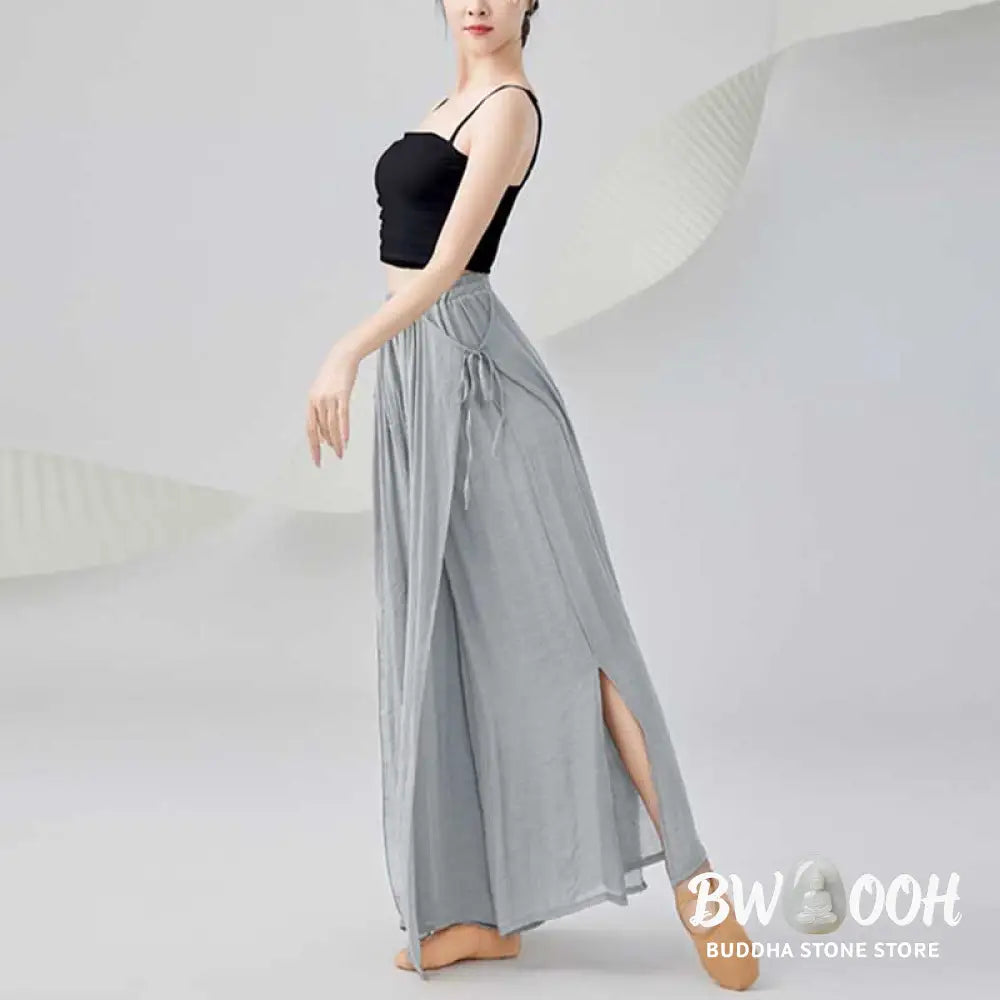 BWOOOH printed wide-leg yoga pants - Solid Color Loose Cotton Linen Wide Leg 