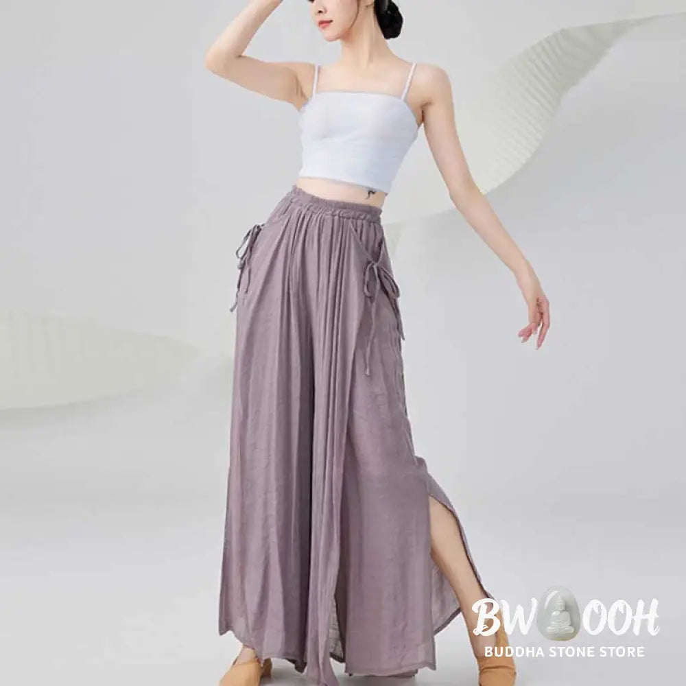 BWOOOH printed wide-leg yoga pants - Solid Color Loose Cotton Linen Wide Leg 