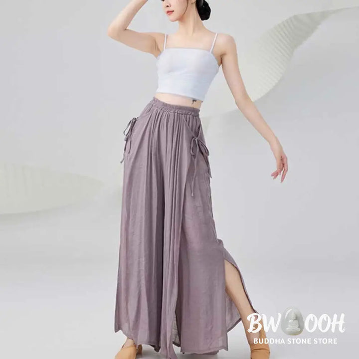BWOOOH printed wide-leg yoga pants - Solid Color Loose Cotton Linen Wide Leg 