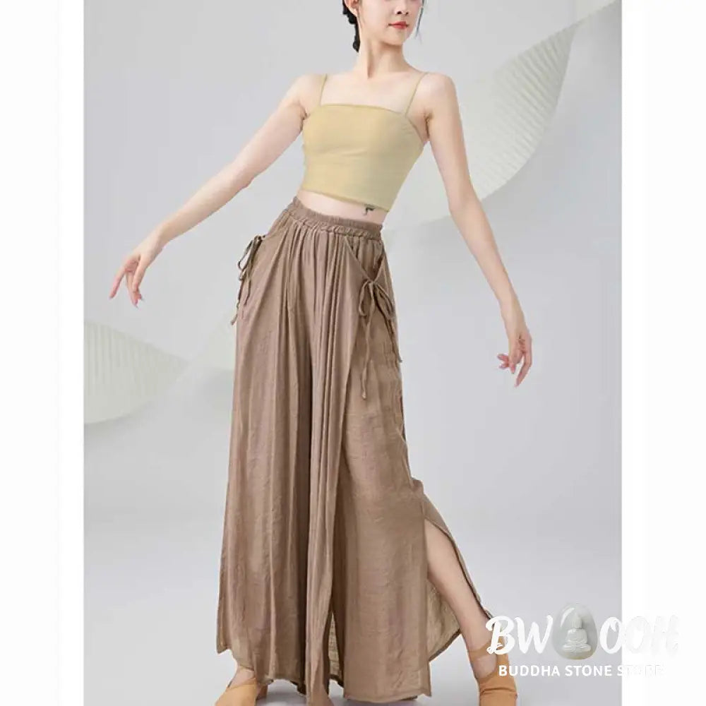 BWOOOH printed wide-leg yoga pants - Solid Color Loose Cotton Linen Wide Leg 