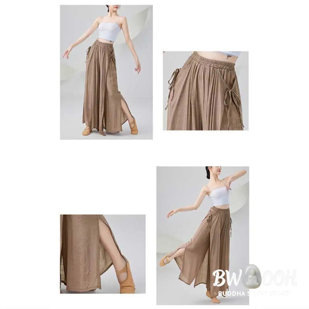 BWOOOH printed wide-leg yoga pants - Solid Color Loose Cotton Linen Wide Leg 