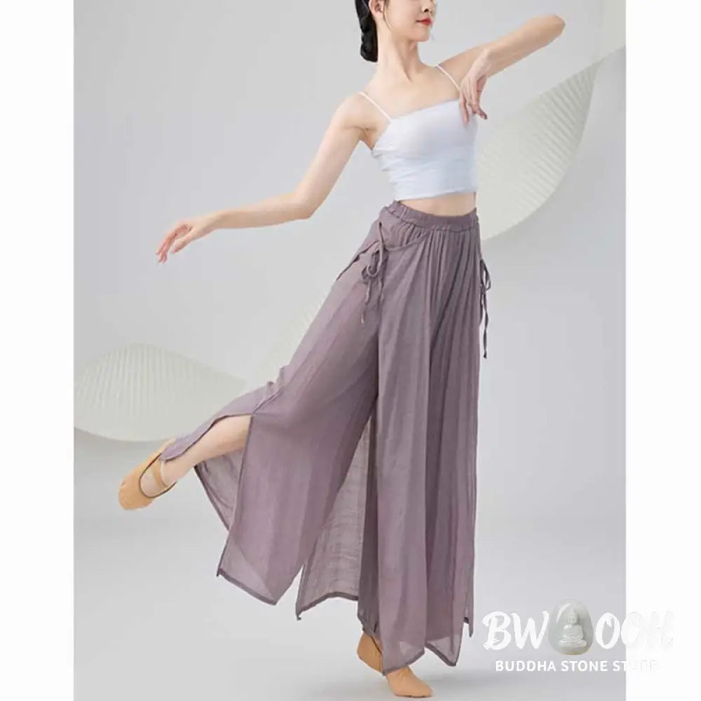 BWOOOH printed wide-leg yoga pants - Solid Color Loose Cotton Linen Wide Leg 