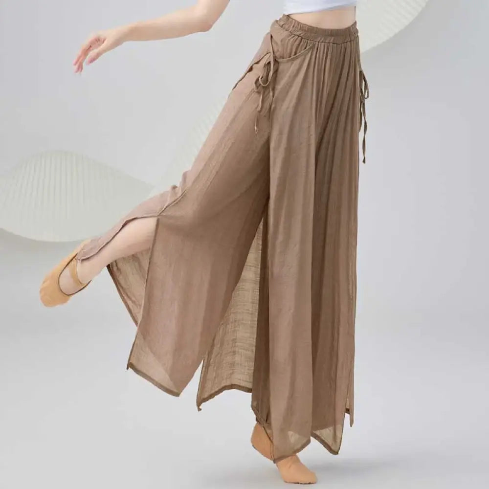 BWOOOH printed wide-leg yoga pants - Solid Color Loose Cotton Linen Wide Leg 