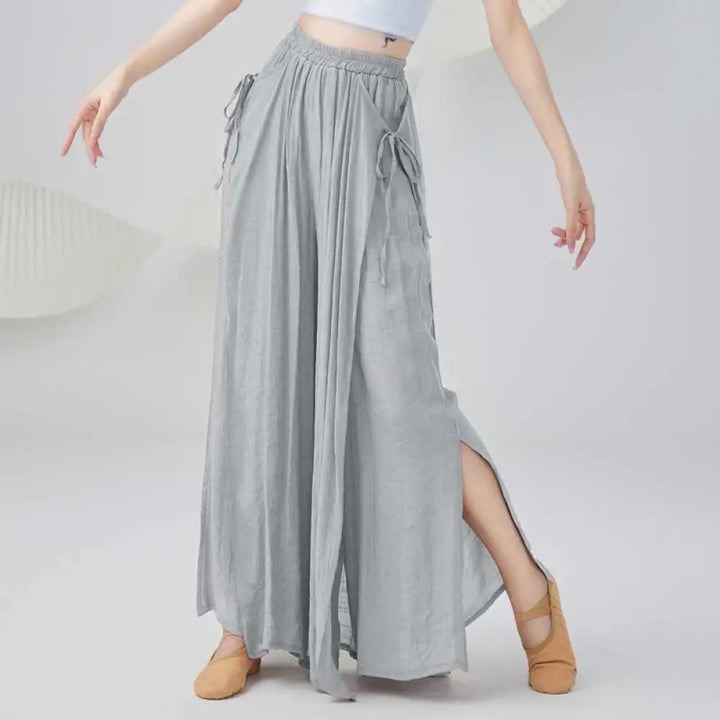 BWOOOH printed wide-leg yoga pants - Solid Color Loose Cotton Linen Wide Leg 