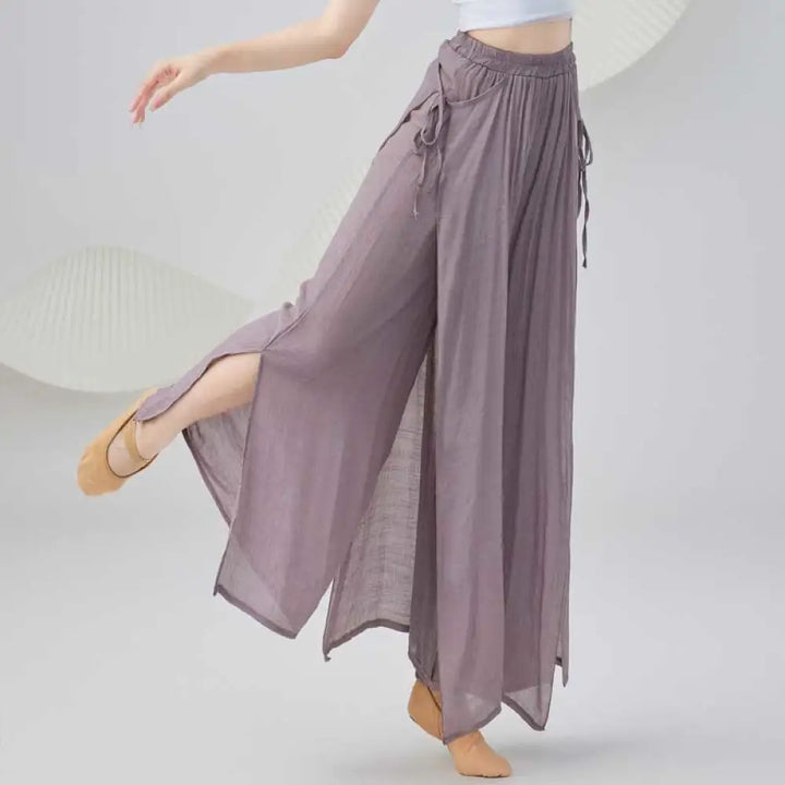 BWOOOH printed wide-leg yoga pants - Solid Color Loose Cotton Linen Wide Leg 