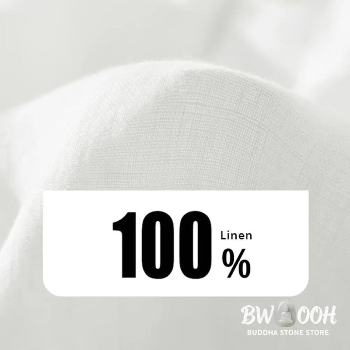 Buddha Stones Solid Color Loose Long Sleeve Half Button Shirt Linen Men Clothing - Men’s Shirts