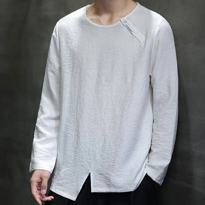 BWOOOH Solid Color Loose Long Sleeve Round Neck Men&