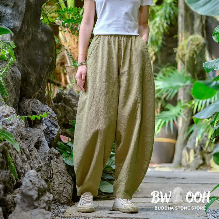 BWOOOH printed harem pants - Solid Color Loose Yoga Harem Pants With 