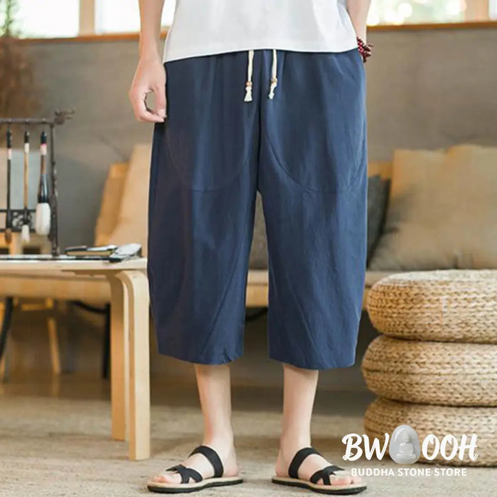 Buddha Stones Solid Color Mid-length Linen Men&