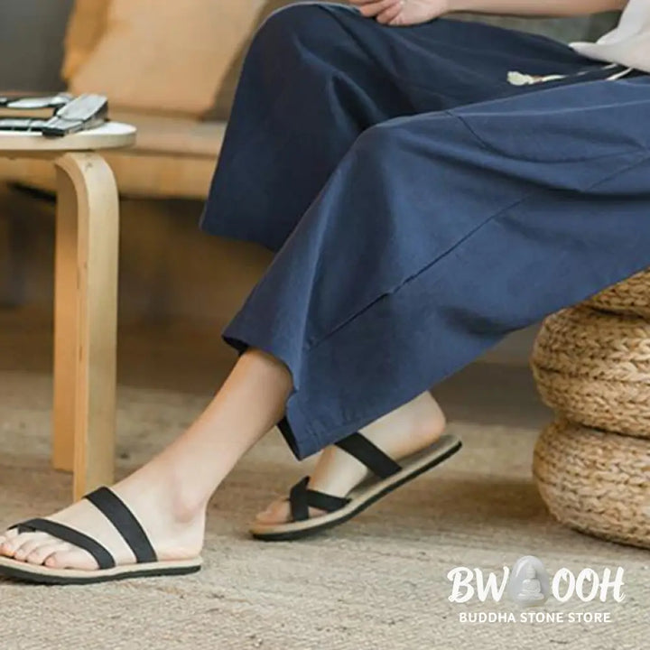 Buddha Stones Solid Color Mid-length Linen Men&
