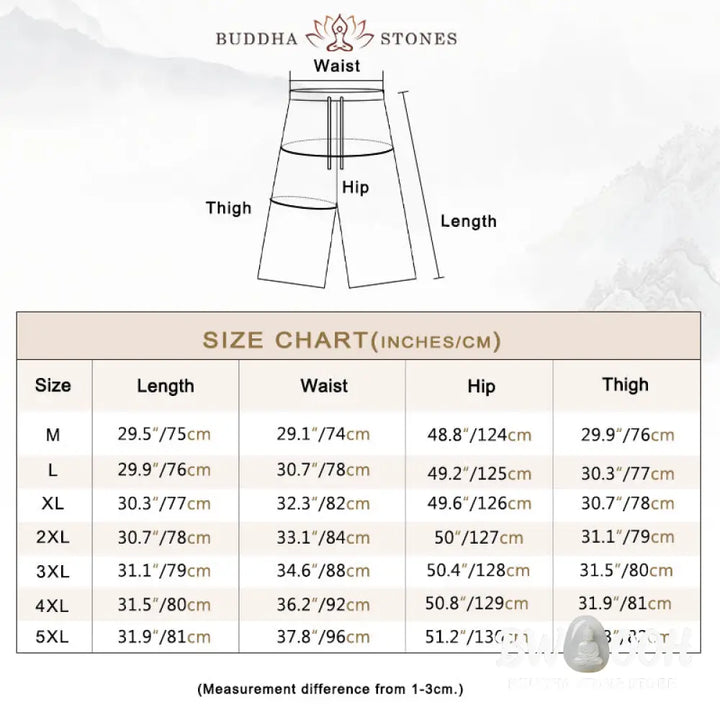 Buddha Stones Solid Color Mid-length Linen Men&