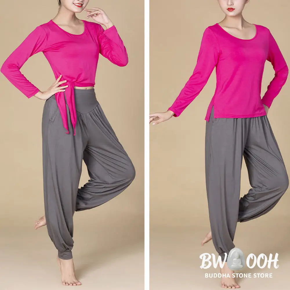 BWOOOH printed harem pants - Solid Color Modal Yoga Dance High Waist 