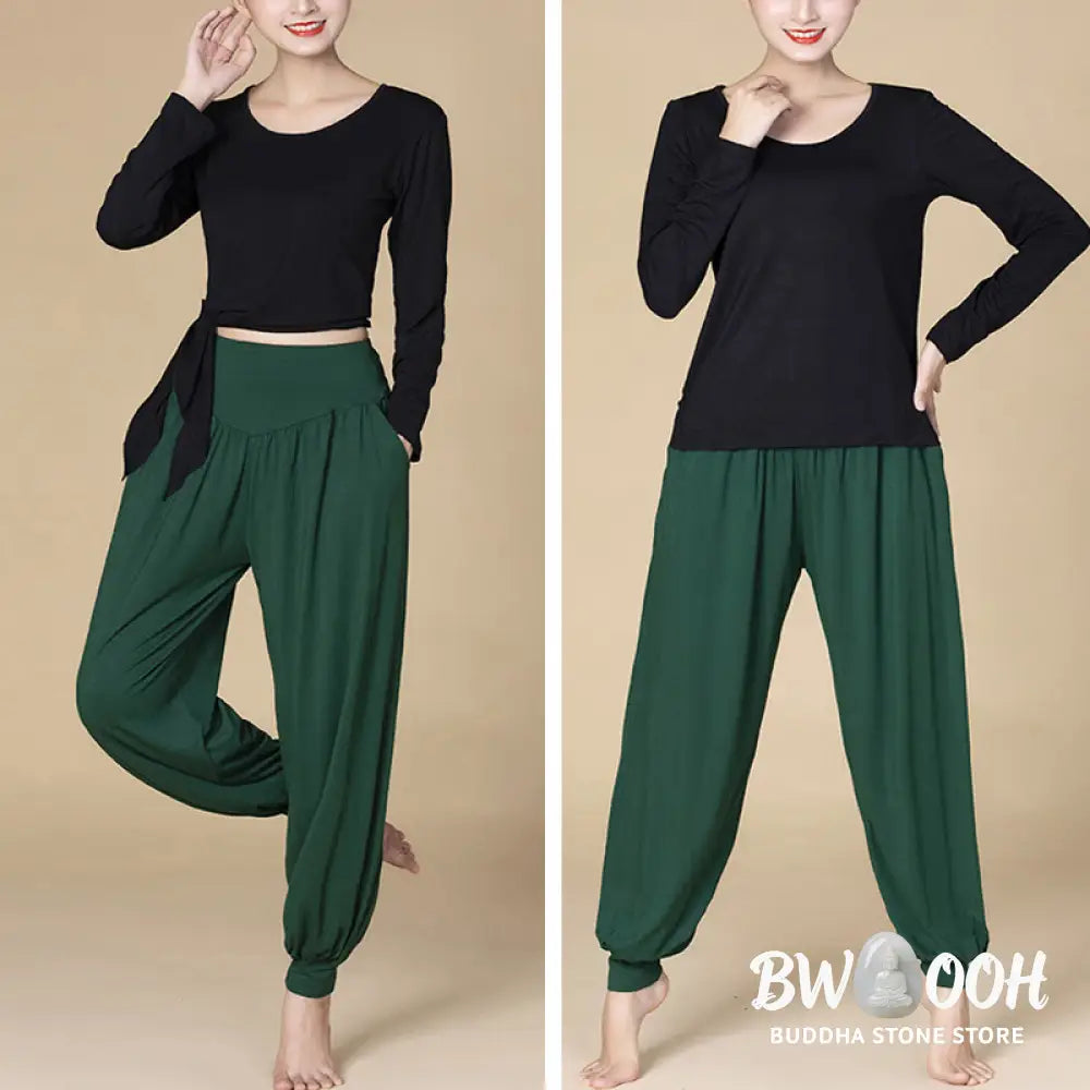 BWOOOH printed harem pants - Solid Color Modal Yoga Dance High Waist 