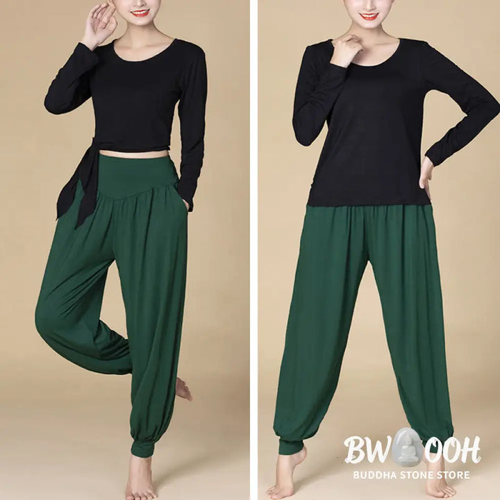 BWOOOH printed harem pants - Solid Color Modal Yoga Dance High Waist 