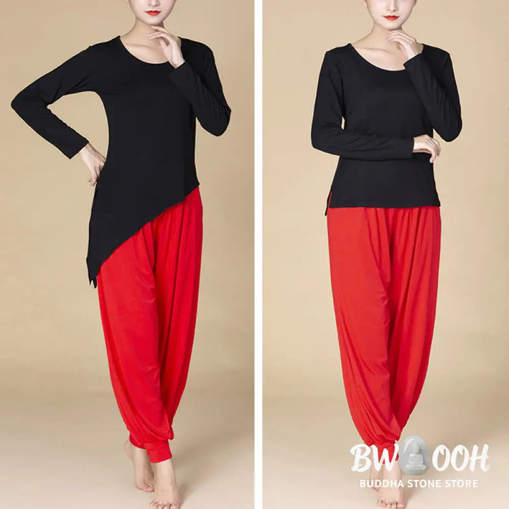 BWOOOH printed harem pants - Solid Color Modal Yoga Dance High Waist 