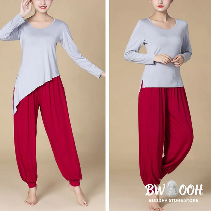 BWOOOH printed harem pants - Solid Color Modal Yoga Dance High Waist 