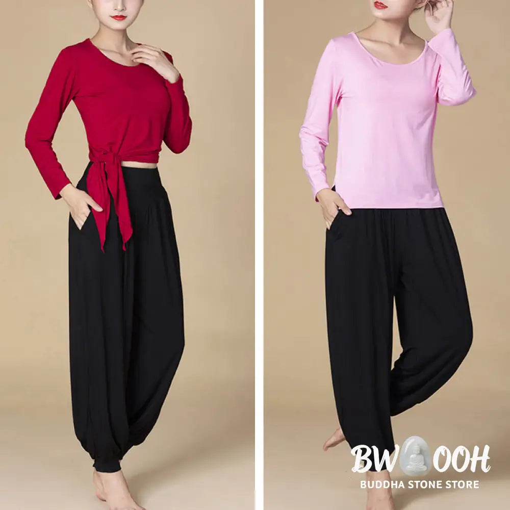 BWOOOH printed harem pants - Solid Color Modal Yoga Dance High Waist 