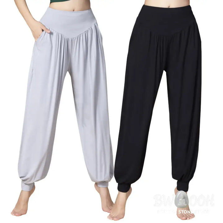 BWOOOH printed harem pants - Solid Color Modal Yoga Dance High Waist 