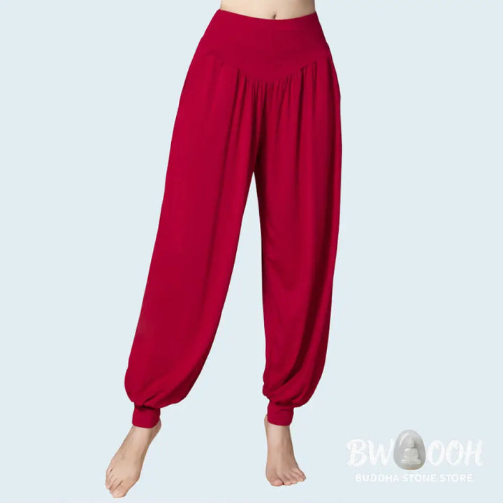 BWOOOH printed harem pants - Solid Color Modal Yoga Dance High Waist 