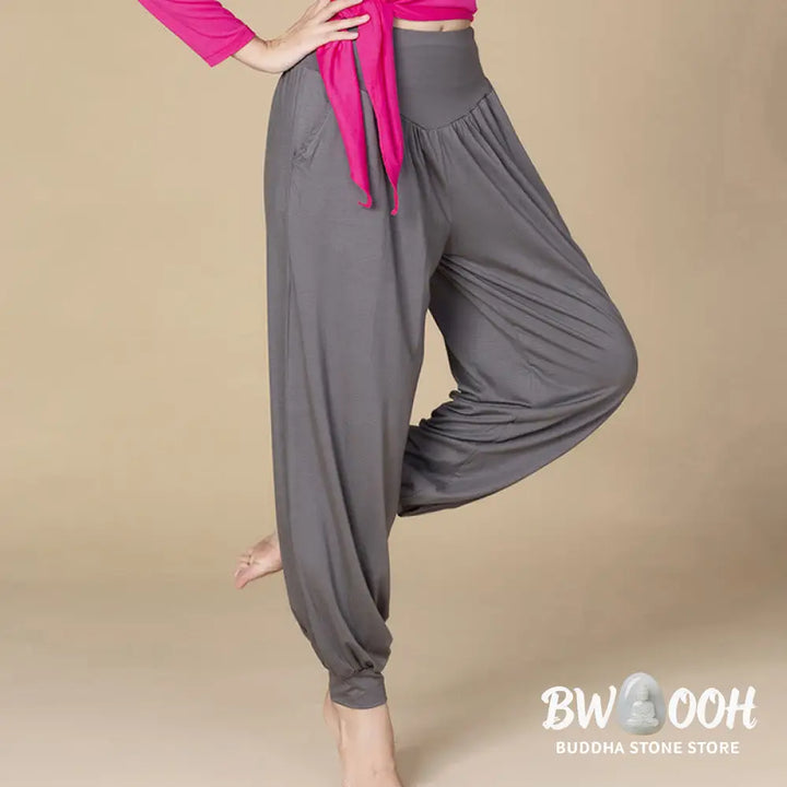 BWOOOH printed harem pants - Solid Color Modal Yoga Dance High Waist 