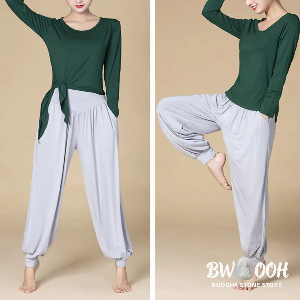 BWOOOH printed harem pants - Solid Color Modal Yoga Dance High Waist 