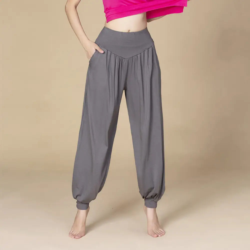 BWOOOH printed harem pants - Solid Color Modal Yoga Dance High Waist 
