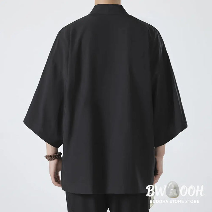 Buddha Stones Solid Color Open Front Jacket Men&