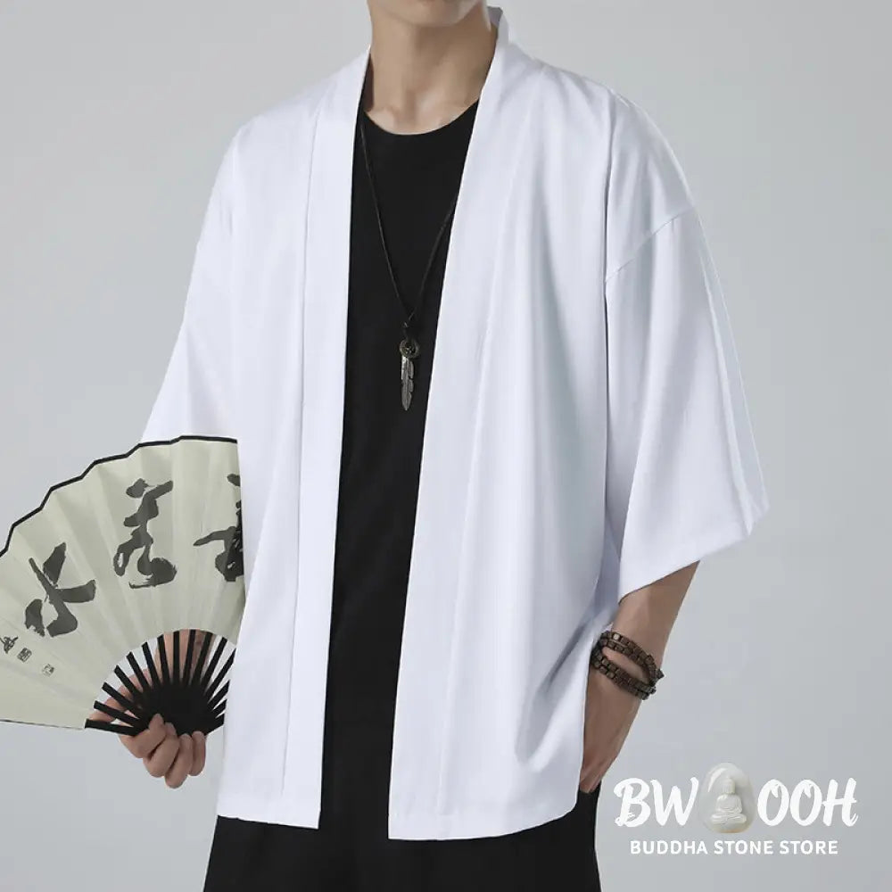 Buddha Stones Solid Color Open Front Jacket Men&