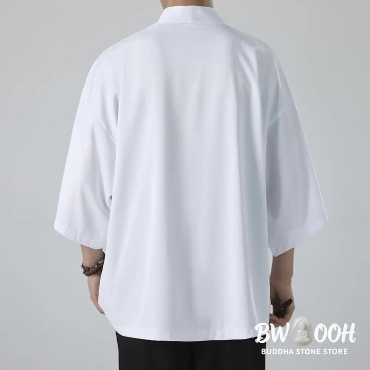 Buddha Stones Solid Color Open Front Jacket Men&