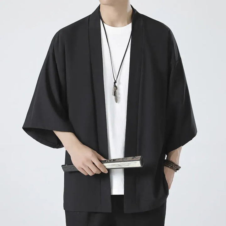 BWOOOH Solid Color Open Front Jacket Men&