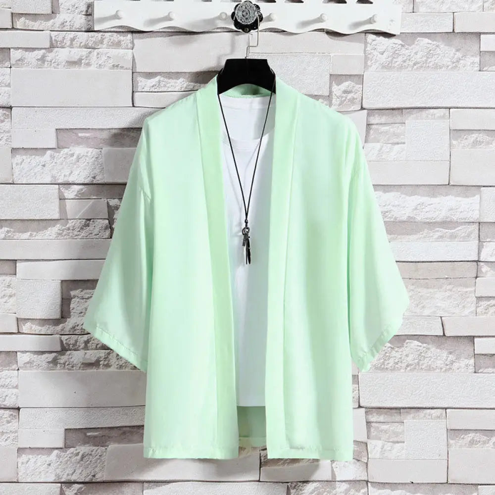 Buddha Stones Solid Color Open Front Jacket Men&