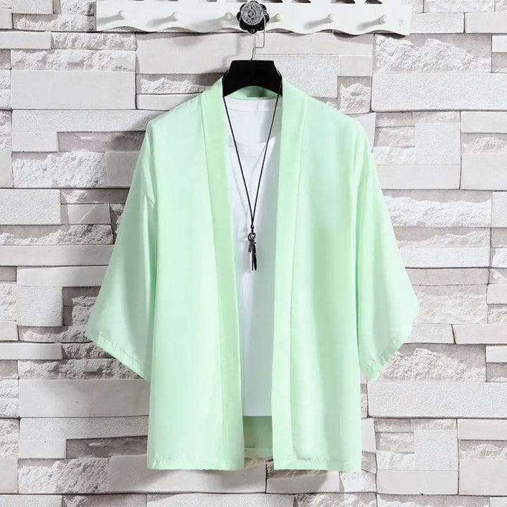 Buddha Stones Solid Color Open Front Jacket Men&