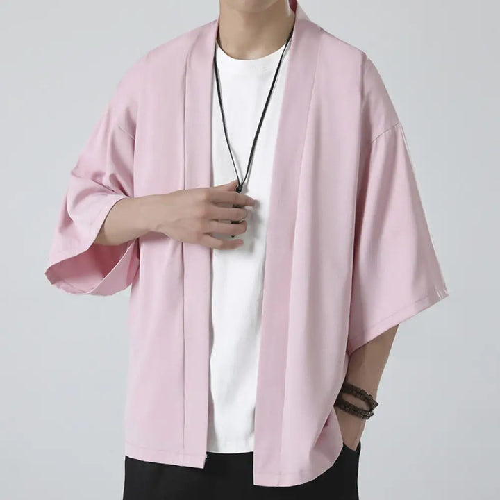 Buddha Stones Solid Color Open Front Jacket Men&