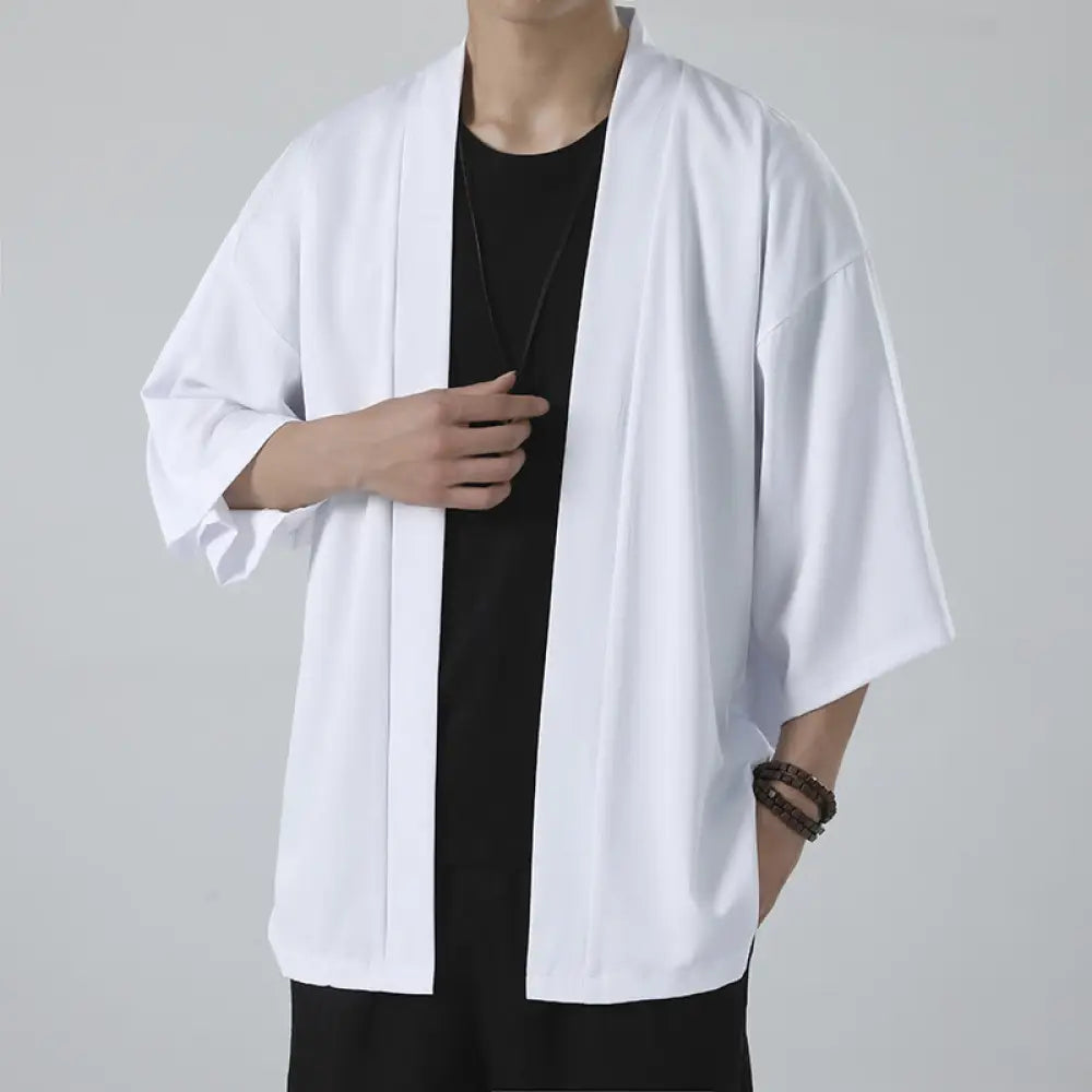 Buddha Stones Solid Color Open Front Jacket Men&